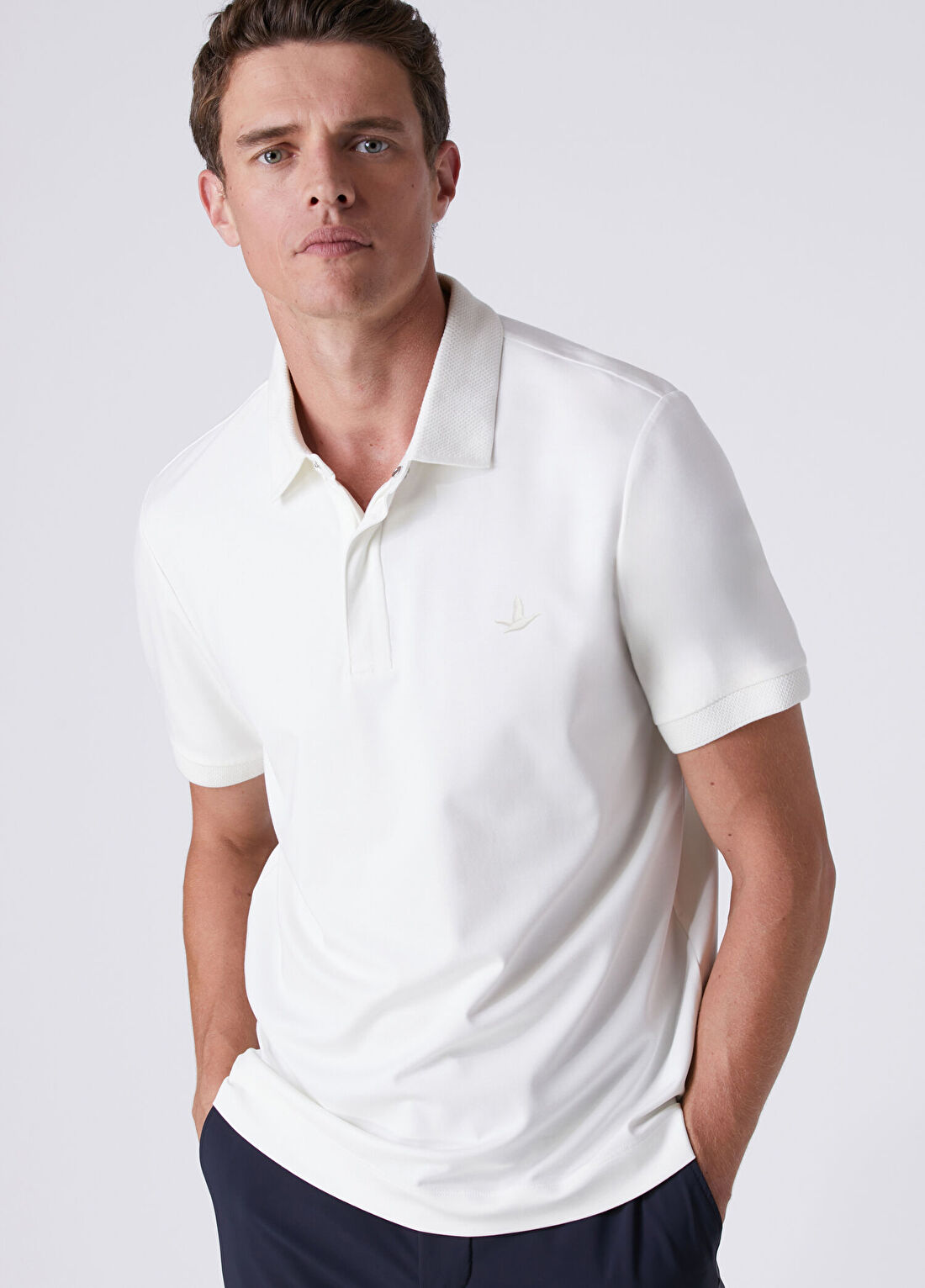 Beymen Club Comfort Fit Kırık Beyaz Polo Yaka Modal T-shirt