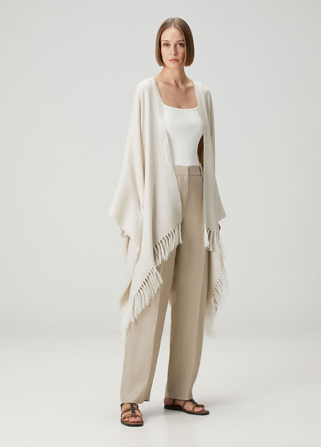 Brunello Cucinelli Bej Keten Kaftan