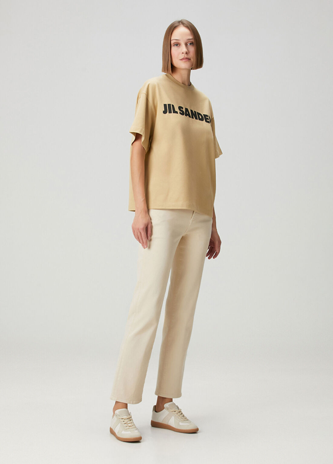 Jil Sander Bej Logolu T-shirt görsel 2