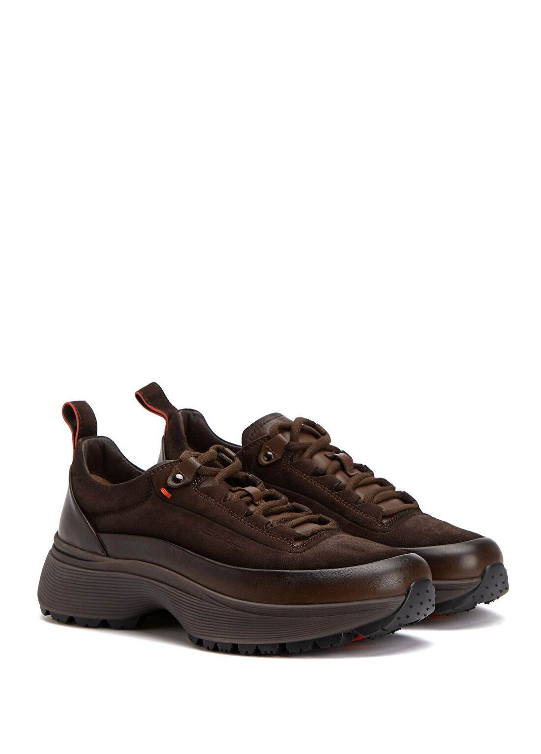 Santoni Sport Easy Bounce Kahverengi Erkek Nubuk Sneaker görsel 2
