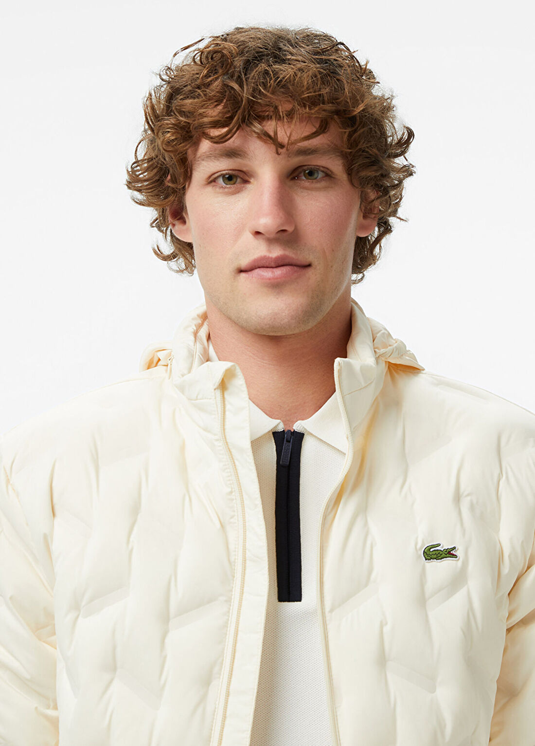 Lacoste Krem Kapitone Dik Yaka Regular Fit Erkek Mont görsel 2