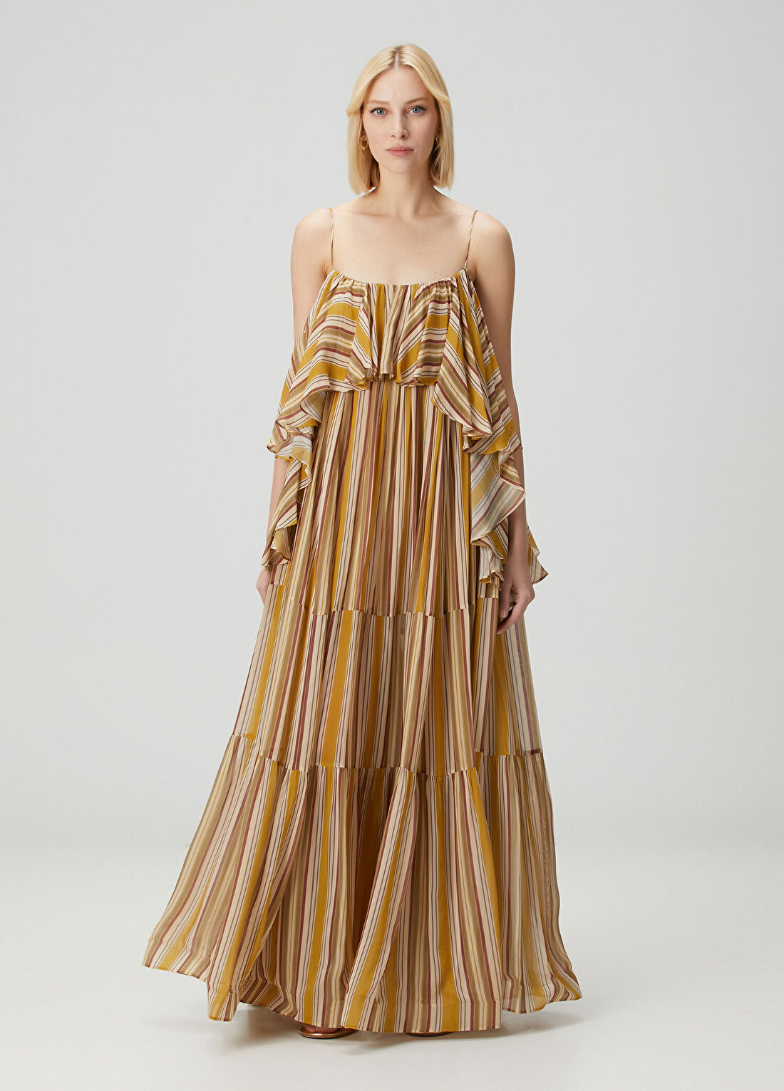 Zimmermann Rebellion Bohemian Hardal Çizgili Maksi Elbise
