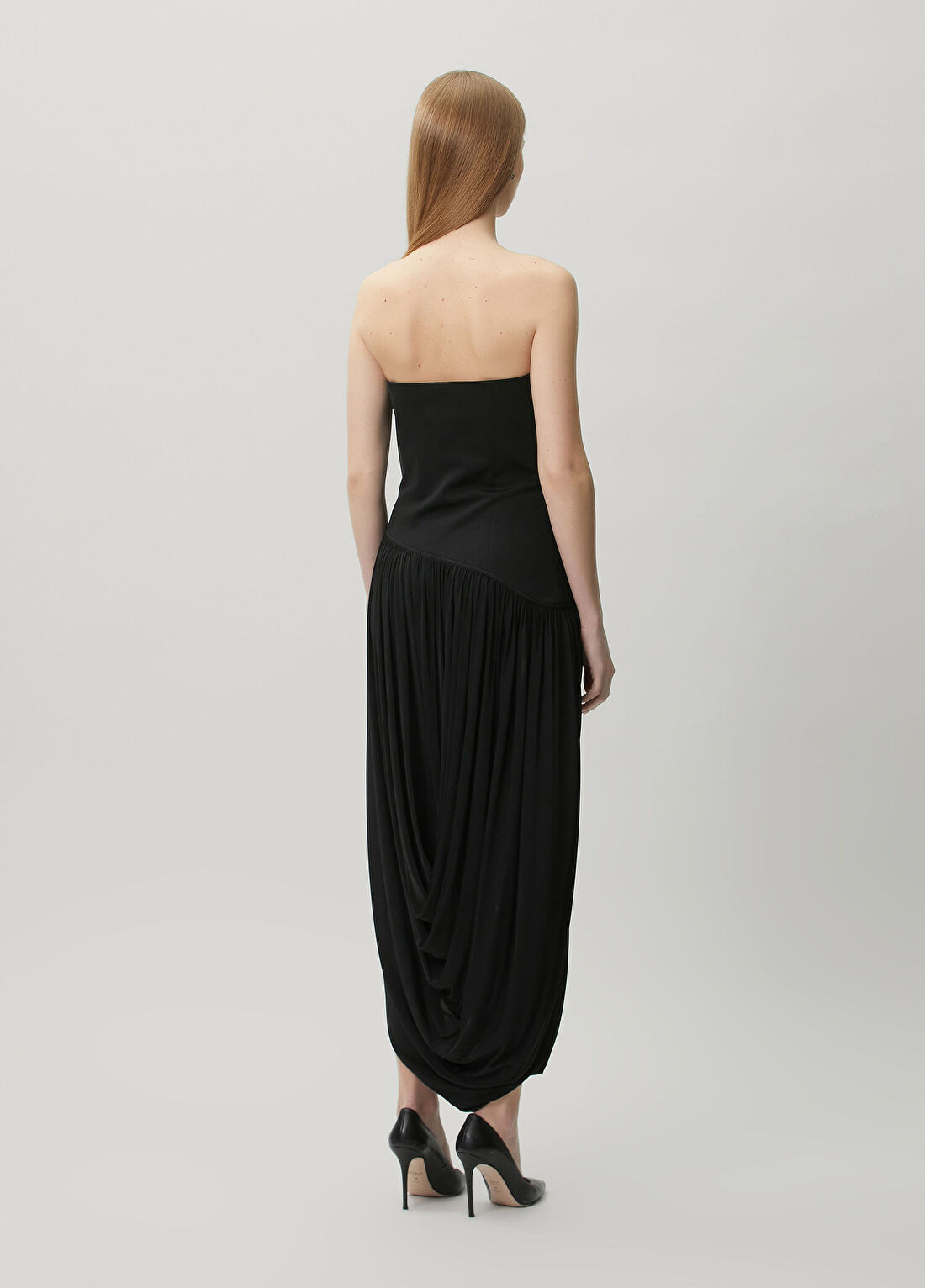 Ferragamo Siyah Midi Büstiyer Elbise görsel 4
