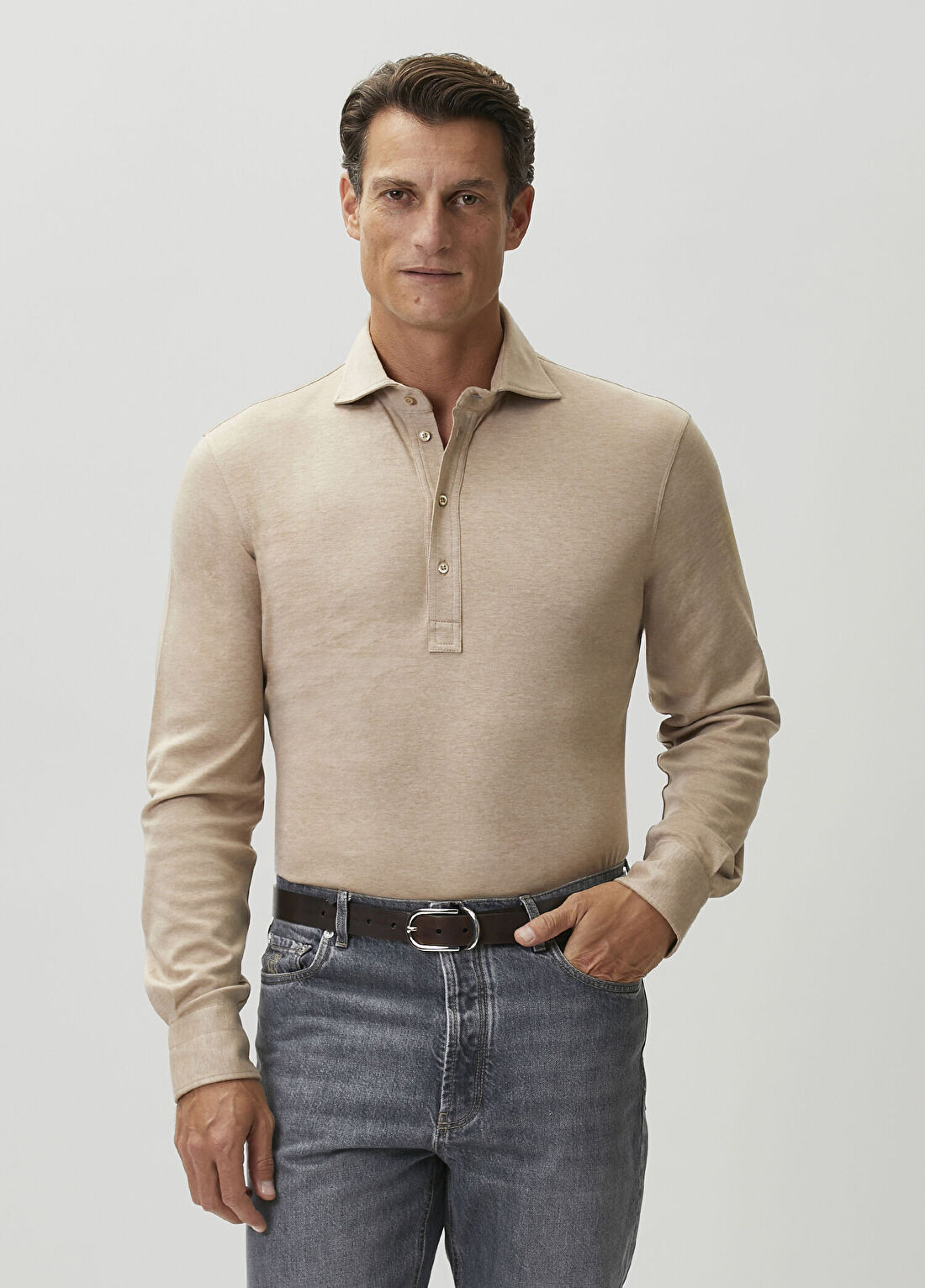 Brunello Cucinelli Bej Polo Yaka T-shirt