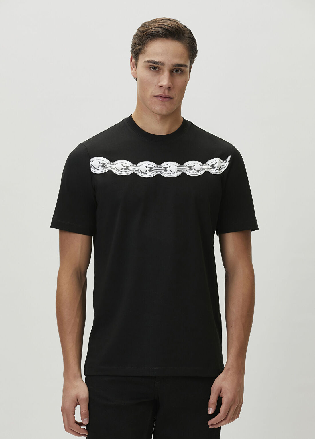 Bernotti Siyah Zincir Baskılı T-shirt