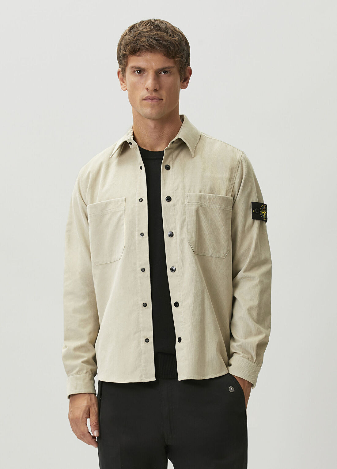 Stone Island Krem Fitilli Kadife Dış Gömlek