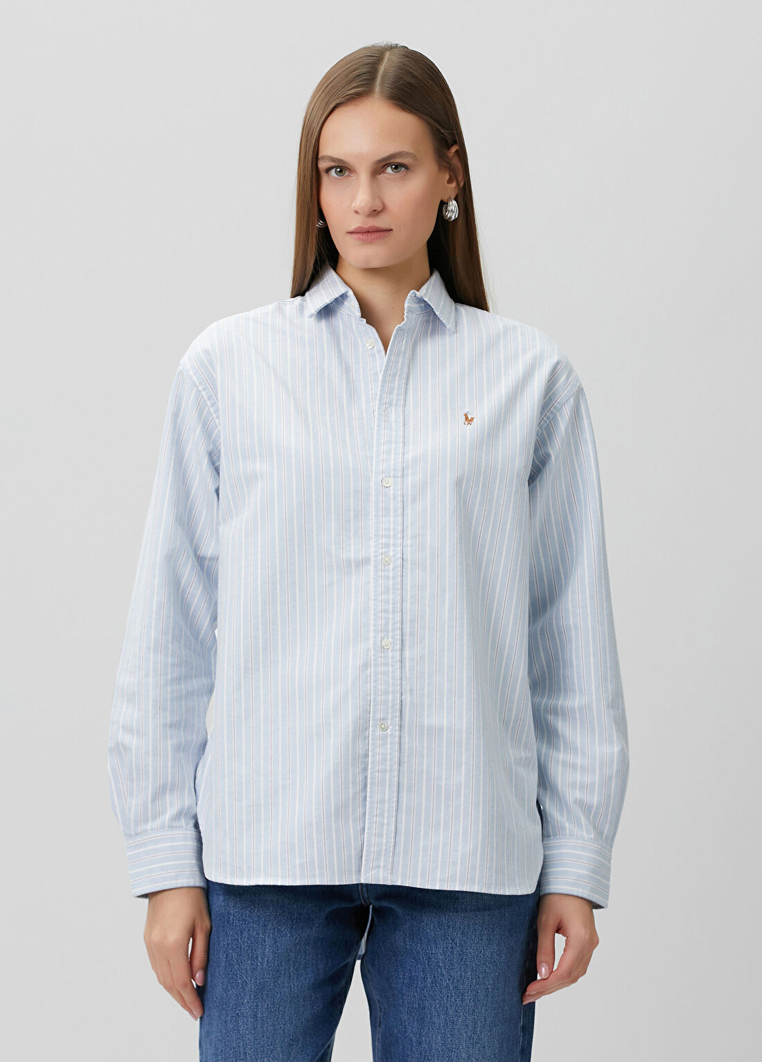 Polo Ralph Lauren Mavi Beyaz Çizgili Gömlek görsel 3