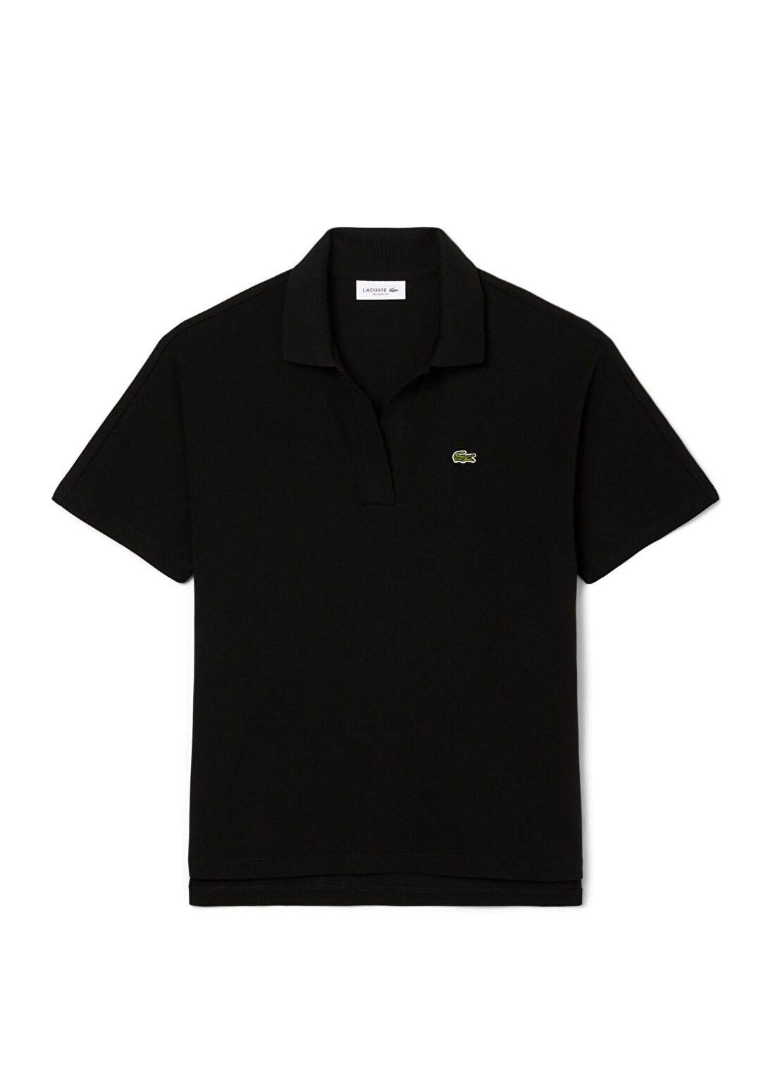 Lacoste Siyah Polo Yaka Relaxed Fit Kısa Kollu Kadın T-shirt görsel 4