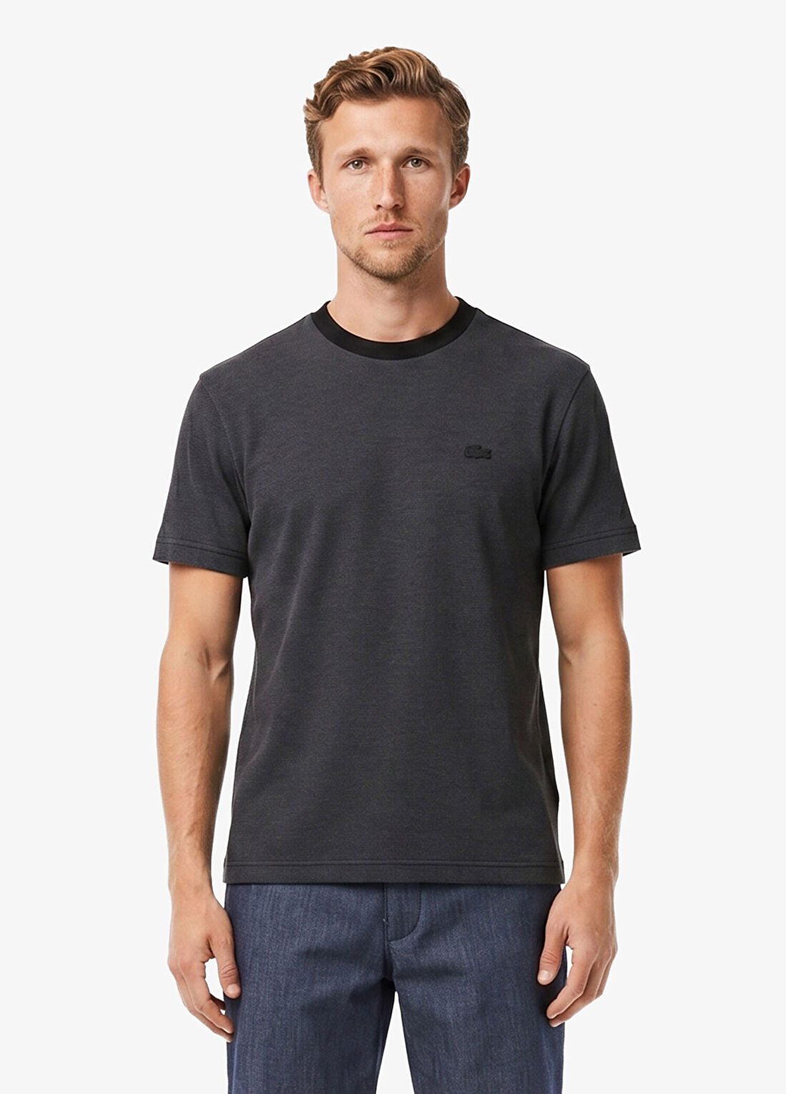 Lacoste Siyah Relaxed Fit Bisiklet Yaka Kısa Kollu Erkek T-Shirt