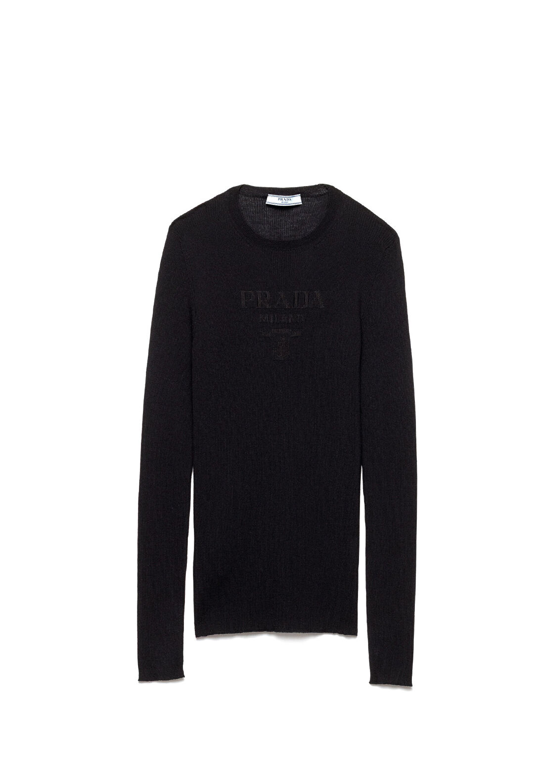 Prada Superfine Mavi Yün Bisiklet Yaka Uzun Kollu Kadın Kazak