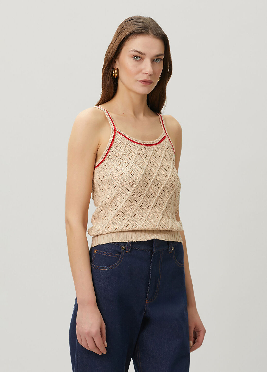 Fendi Bej Logo Motifli Triko Atlet