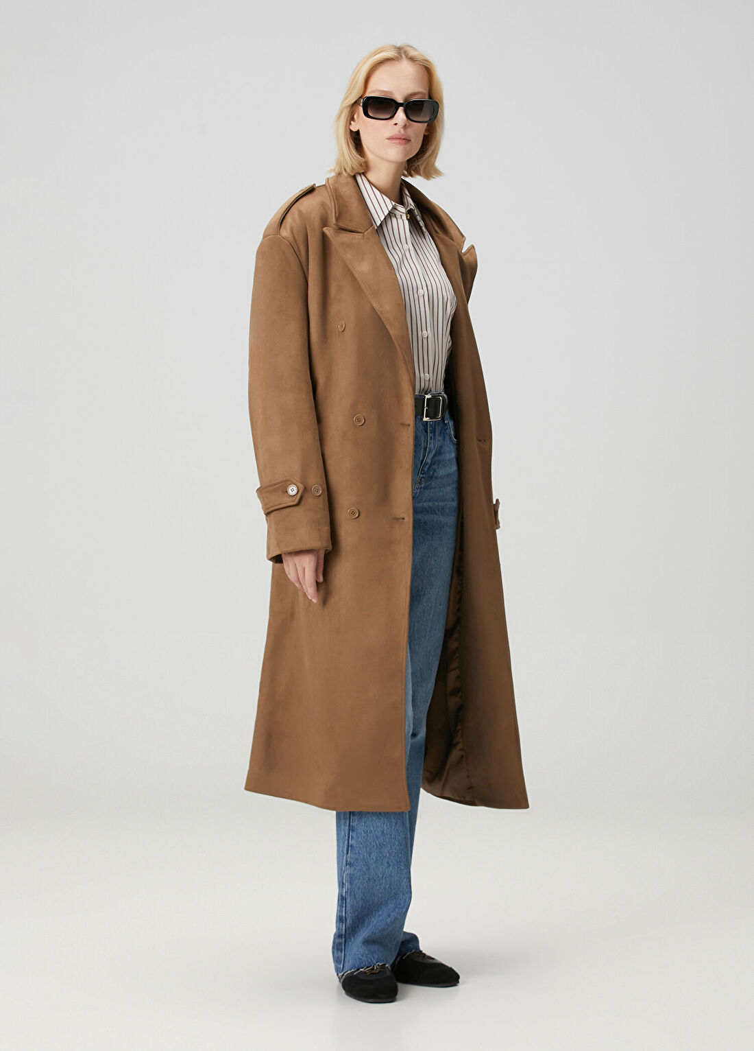 The Frankie Shop Camel Kemer Detaylı Pardösü
