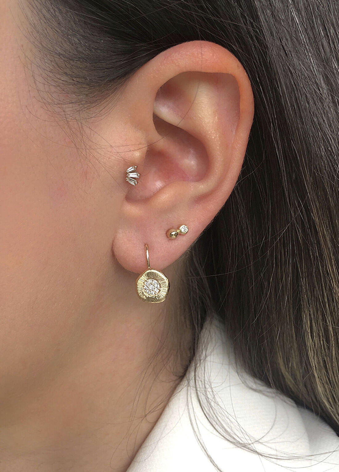Ginza Design Jewelry Bonte Gold Pırlanta Taşlı 14 Ayar Altın Kadın Tek Küpe görsel 3
