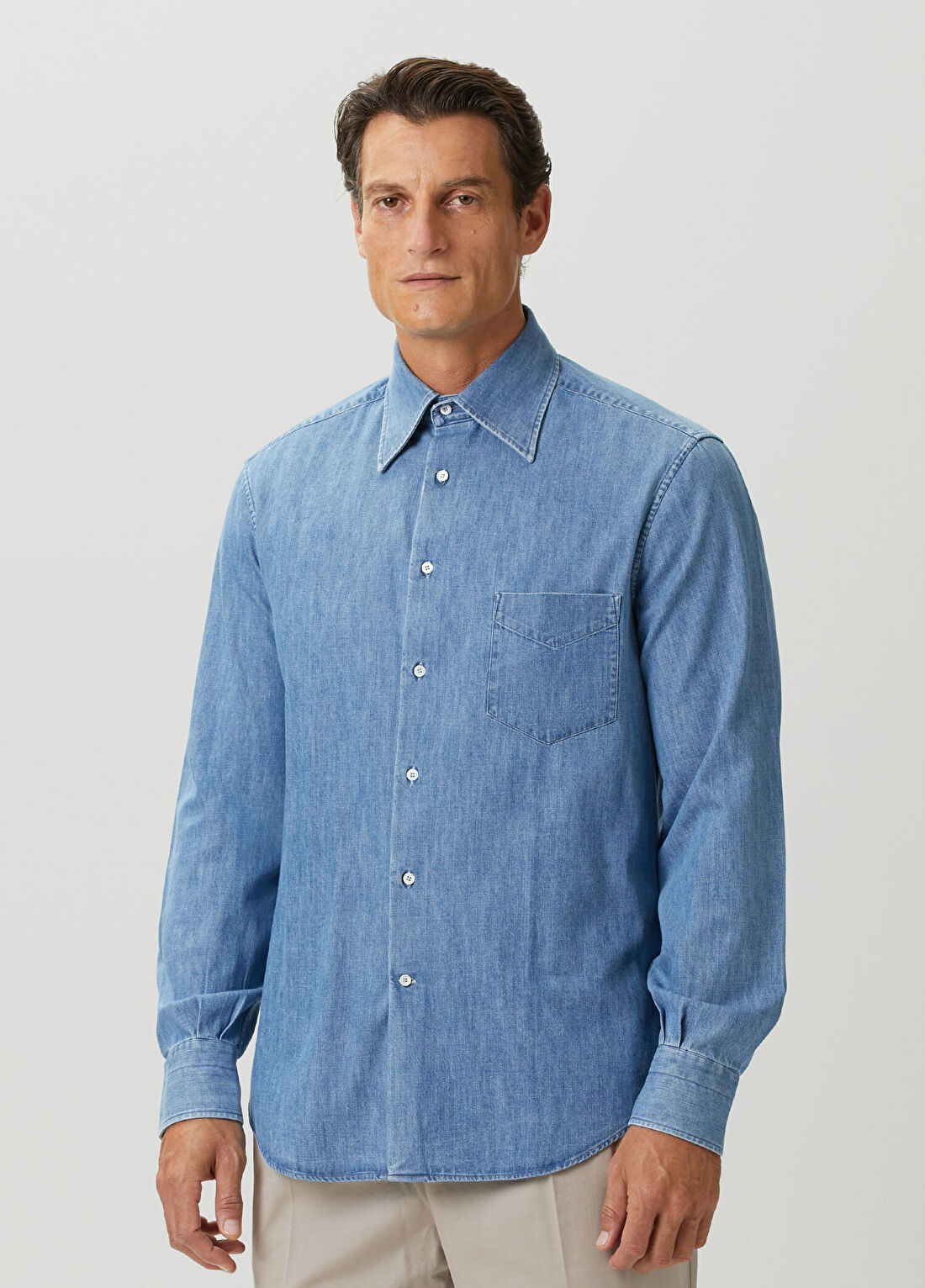 Brunello Cucinelli Mavi Denim Gömlek görsel 3