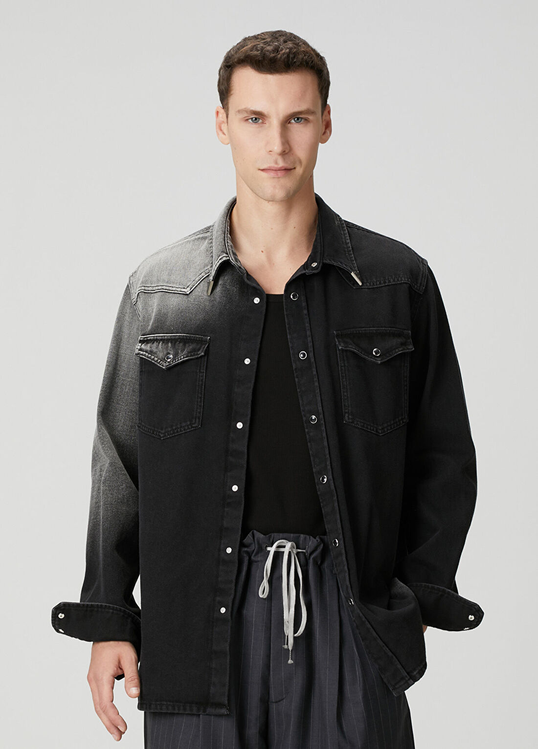 MM6 Maison Margiela Siyah Dış Gömlek görsel 3