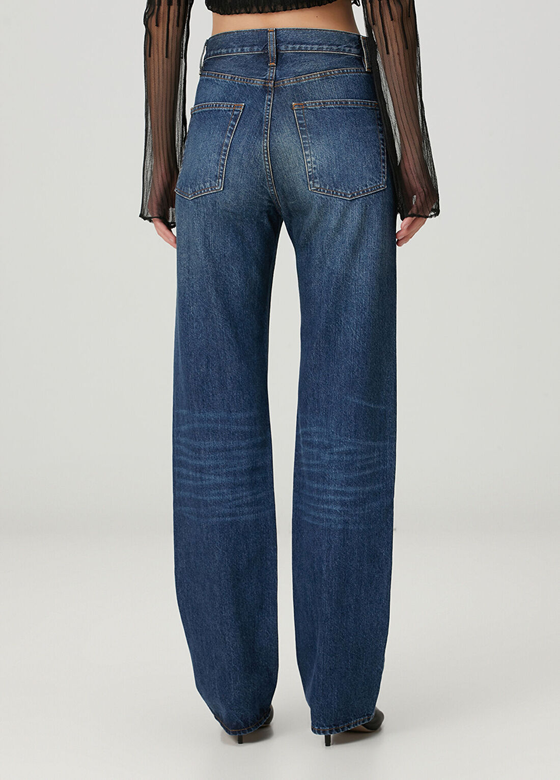 Frame Denim The Stack Lacivert Jean Pantolon görsel 4