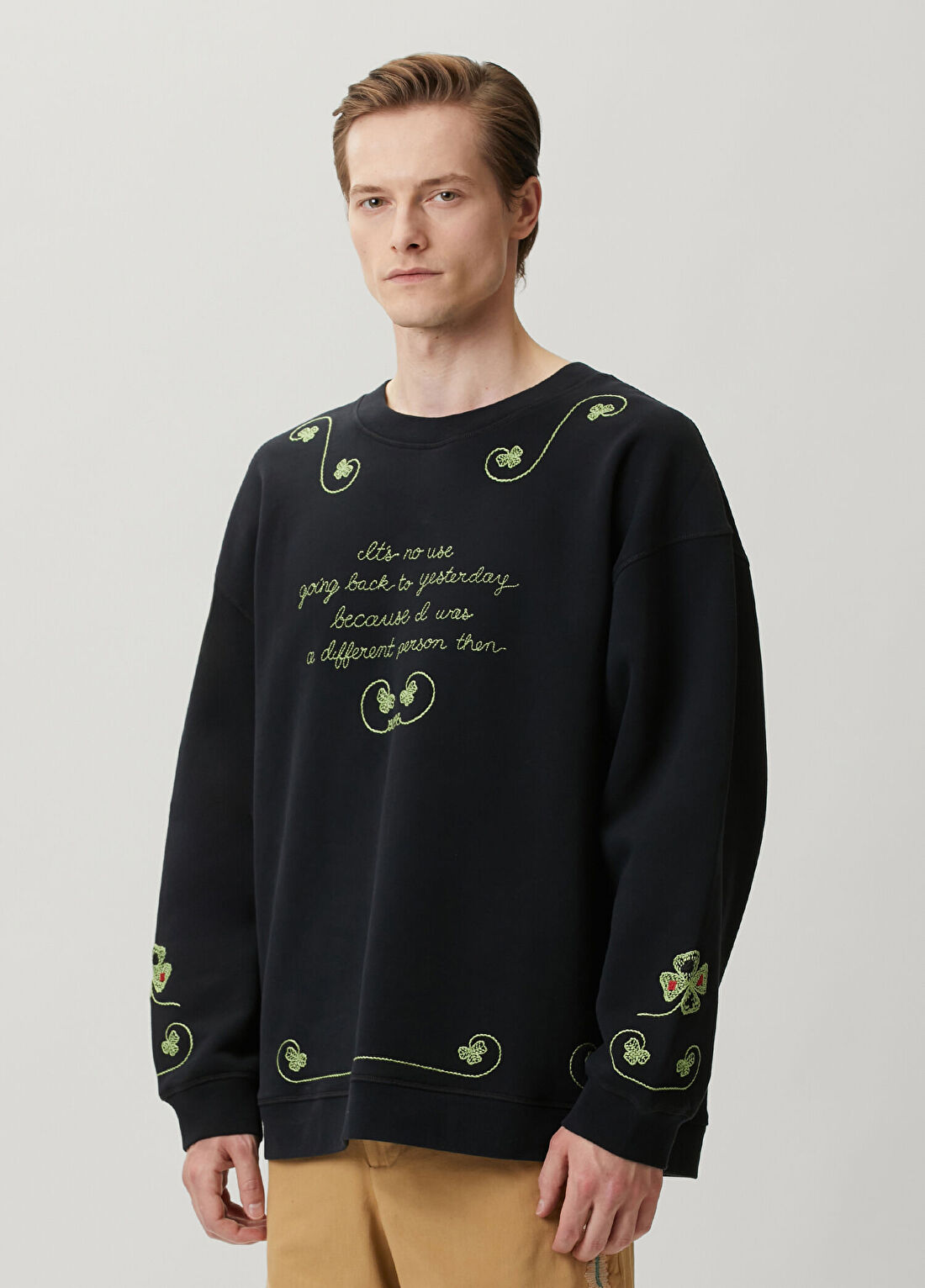 Bode Siyah Slogan Nakışlı Sweatshirt görsel 3