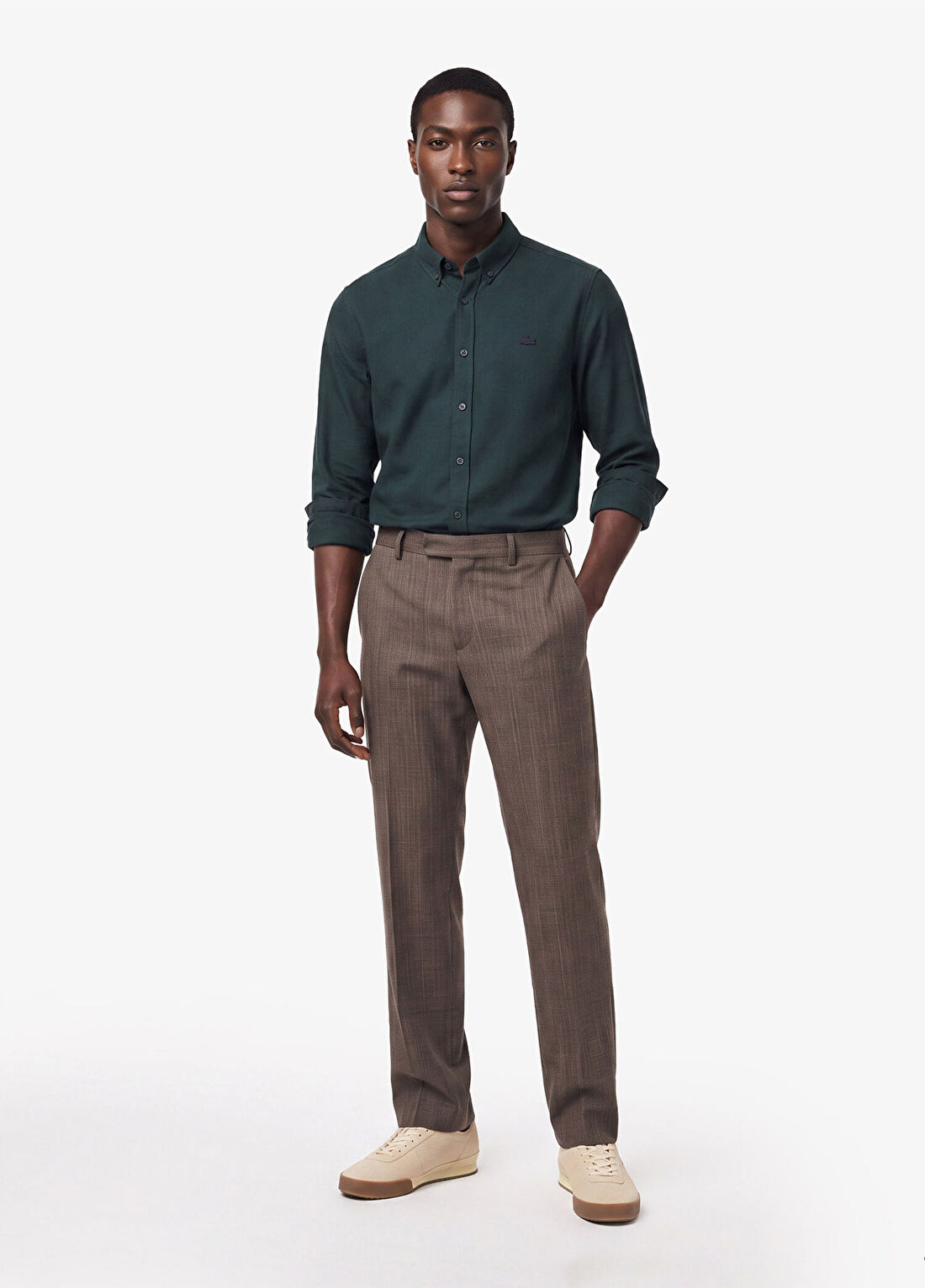 Lacoste Koyu Yeşil Regular Fit Düğmeli Yaka Erkek Gömlek görsel 4