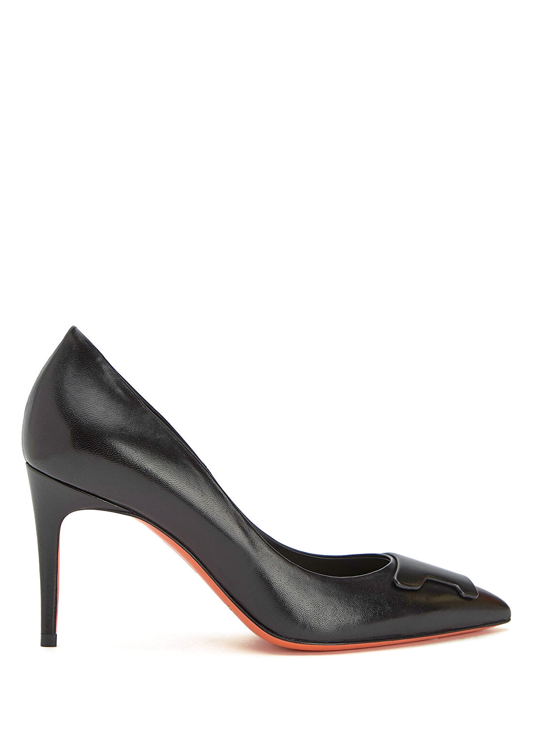Santoni Siyah Deri Stiletto