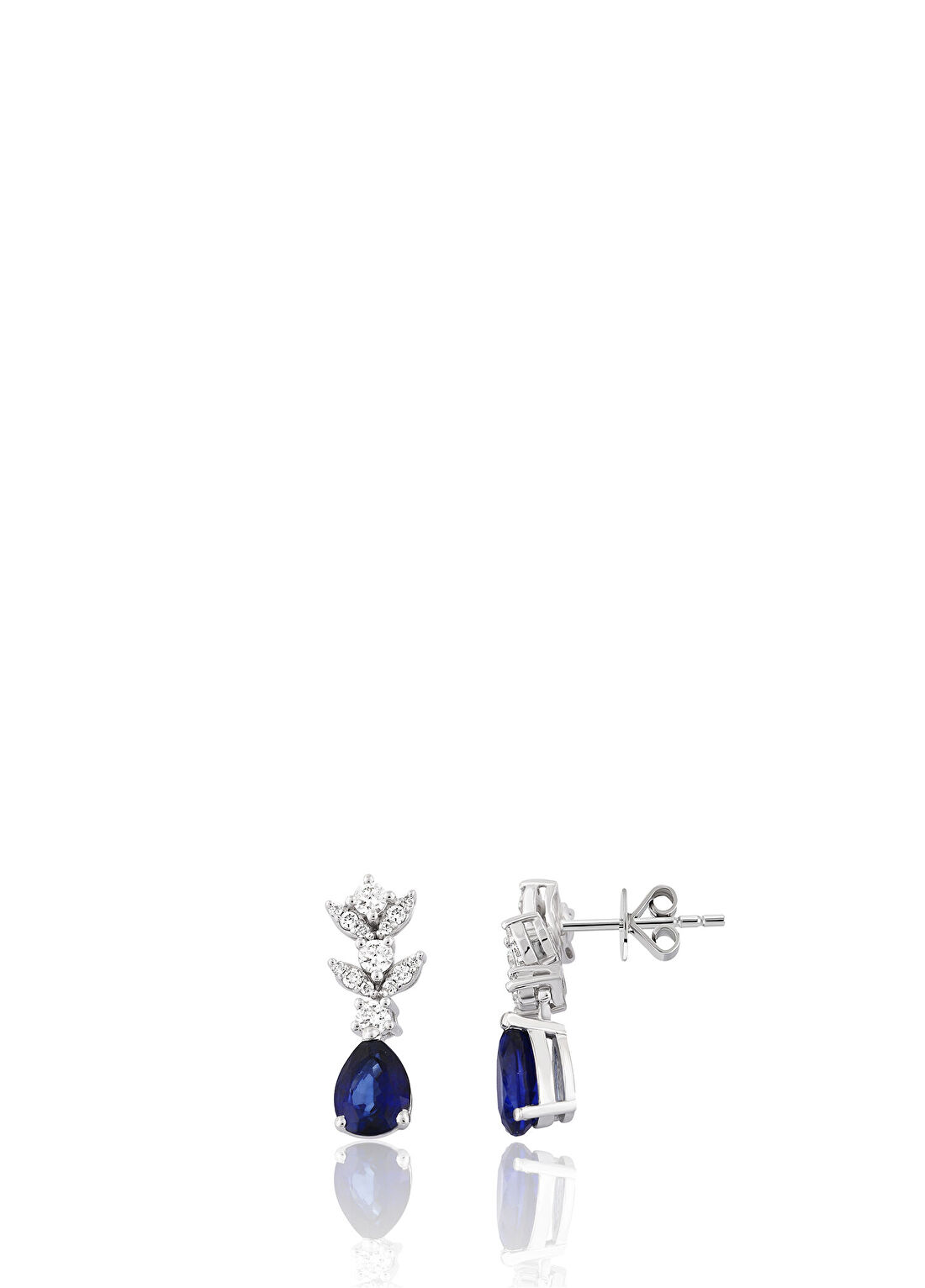 Venta Jewelry Renkli Taşlı Pırlantalı 14 Ayar Beyaz Altın Kadın Küpe