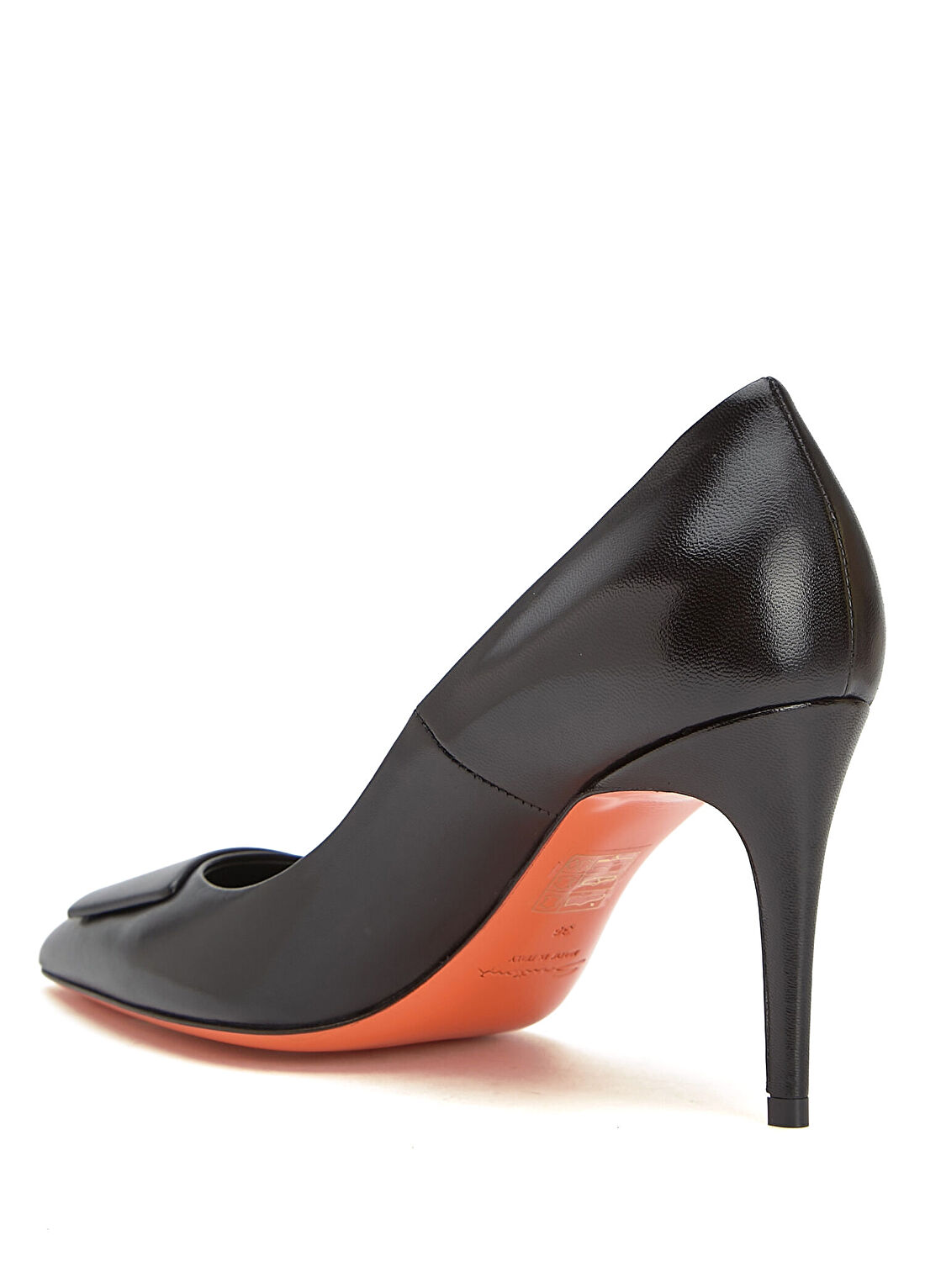 Santoni Siyah Deri Stiletto görsel 3
