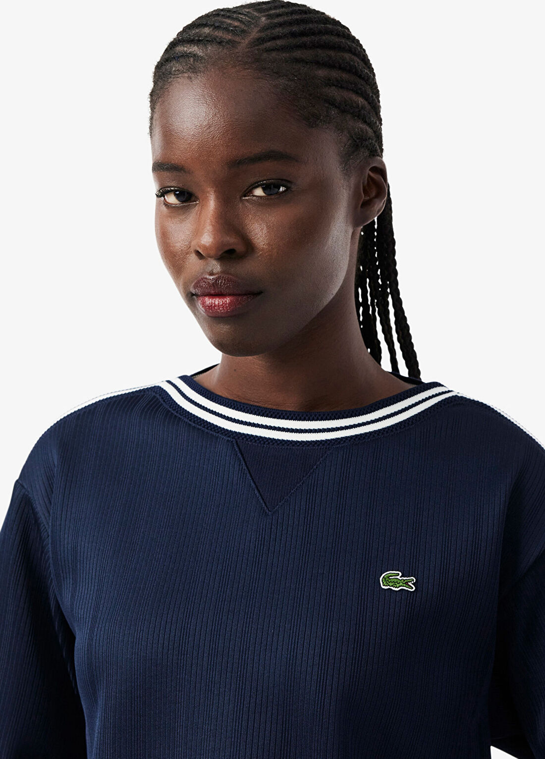 Lacoste Lacivert Relaxed Fit Bisiklet Yaka Kadın Sweatshirt görsel 2