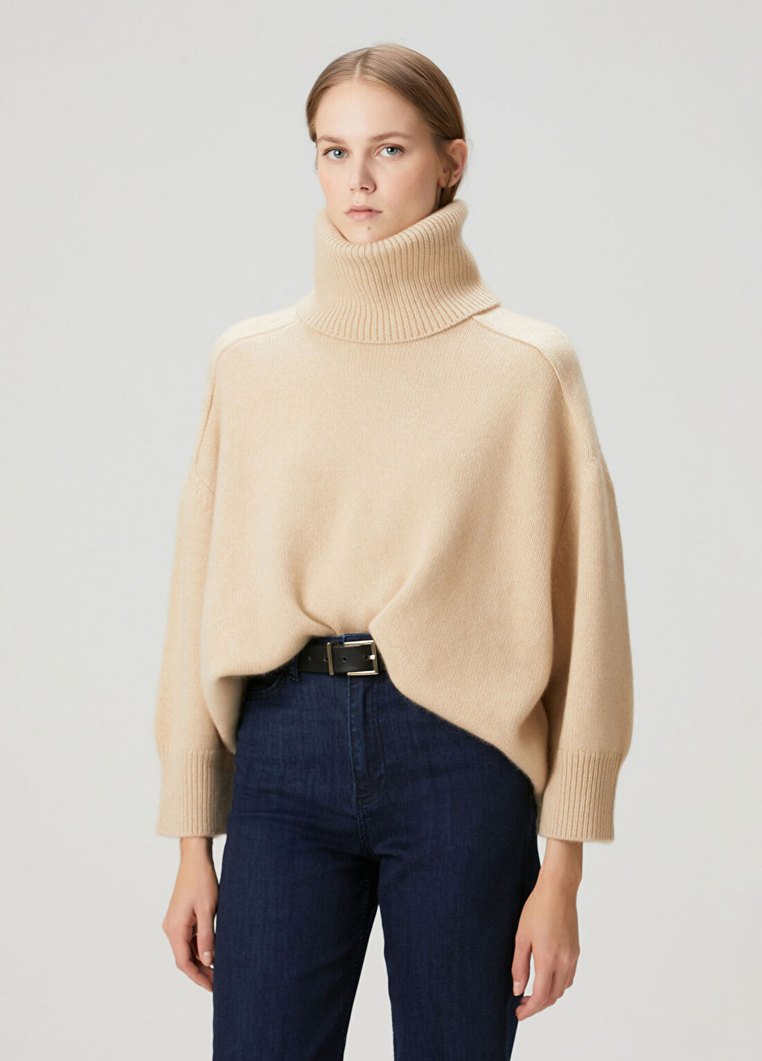 Kujten Diana Bej Oversize Kaşmir Triko