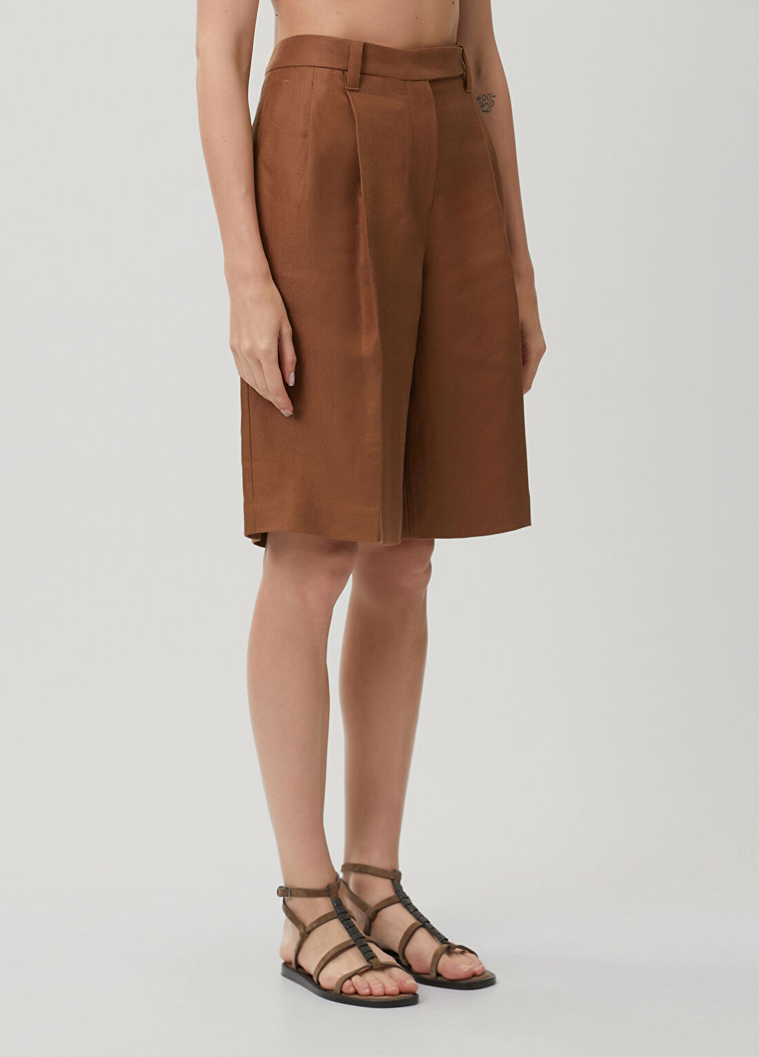 Brunello Cucinelli Taba Keten Bermuda görsel 2