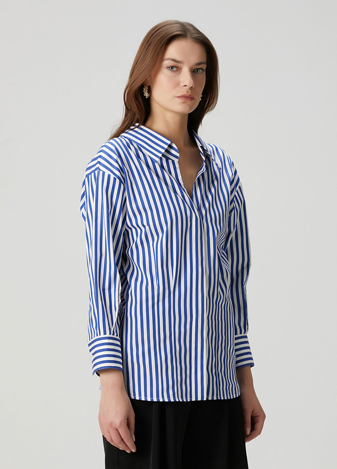 Givenchy Mavi Beyaz Çizgili Poplin Gömlek görsel 3