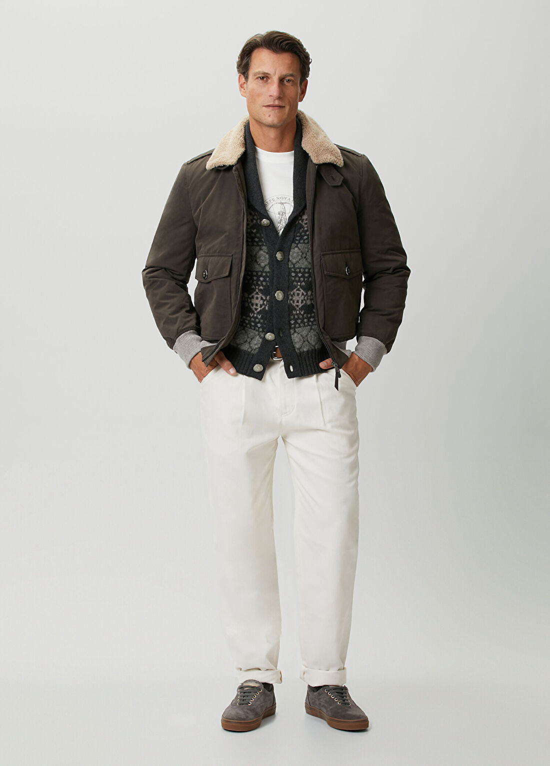 Brunello Cucinelli Beyaz Pilili Pantolon