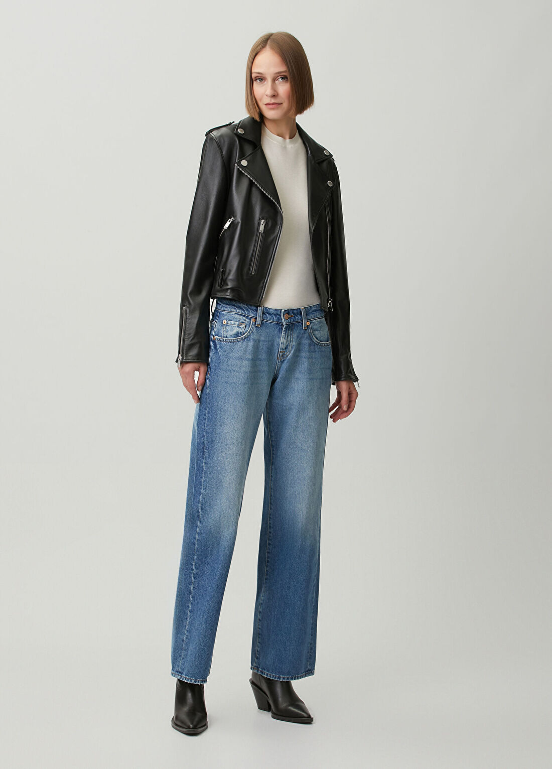 7 For All Mankind Mavi Straight Leg Jean Pantolon
