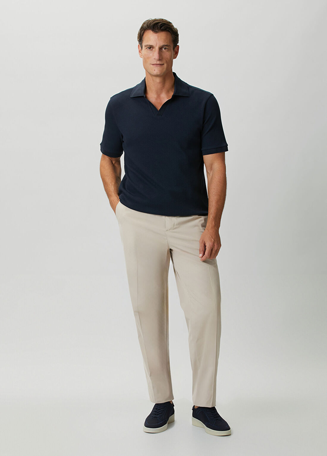 Canali Bej Beli Kordonlu Pantolon