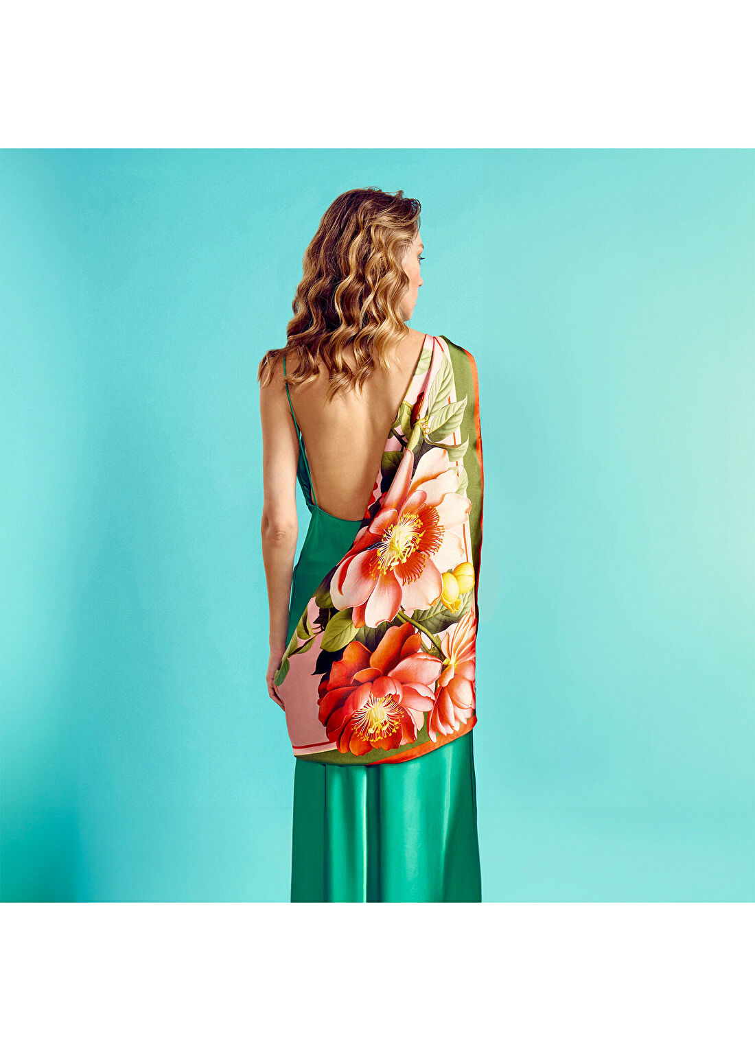 Lakin Passionate Passiflora Twill İpek Kadın Eşarp görsel 2