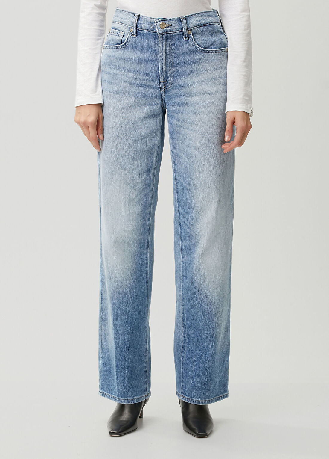 7 For All Mankind Mavi Straight Leg Jean Pantolon görsel 2