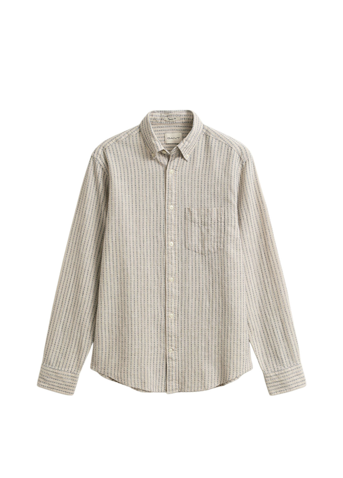 Gant Krem Çizgili Regular Fit Uzun Kollu Erkek Gömlek