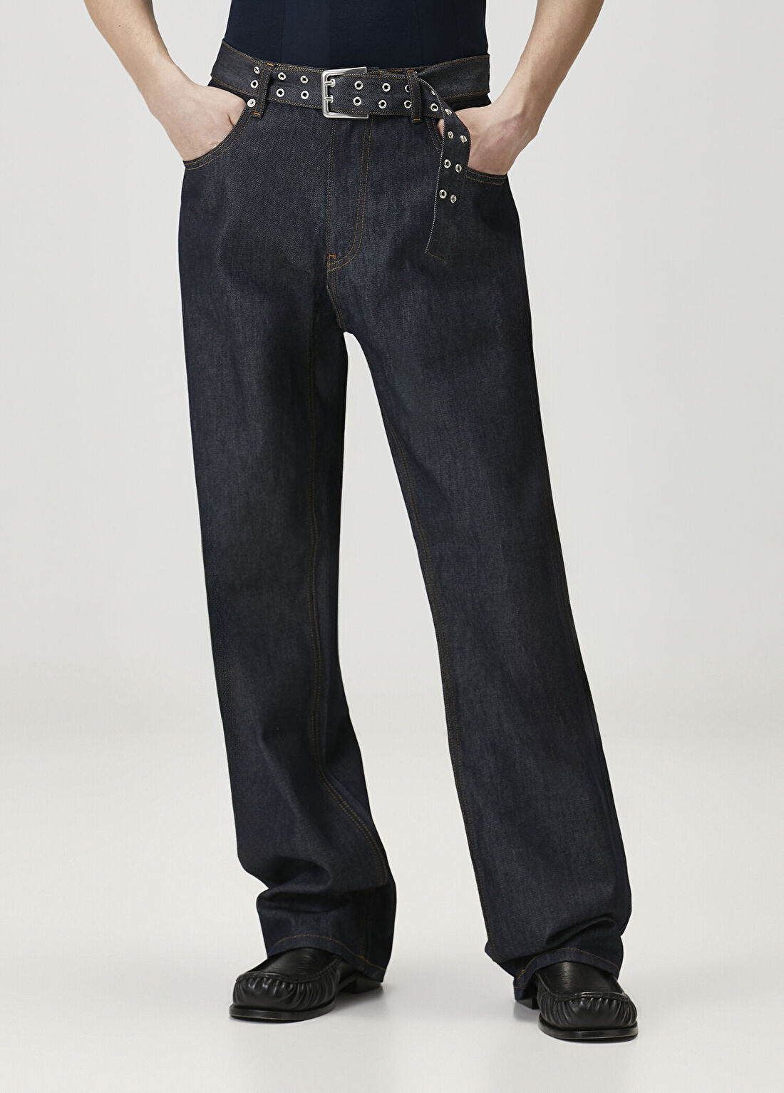 Academia Koyu Lacivert Raw Jean Pantolon görsel 2