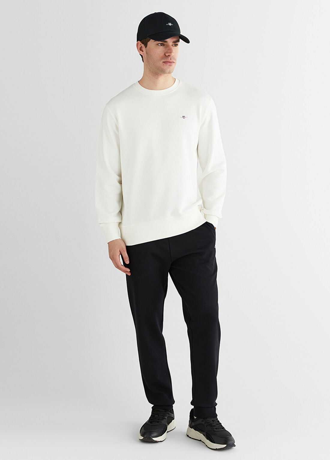 Gant Krem Rengi Bisiklet Yaka Regular Fit Erkek Sweatshirt görsel 3