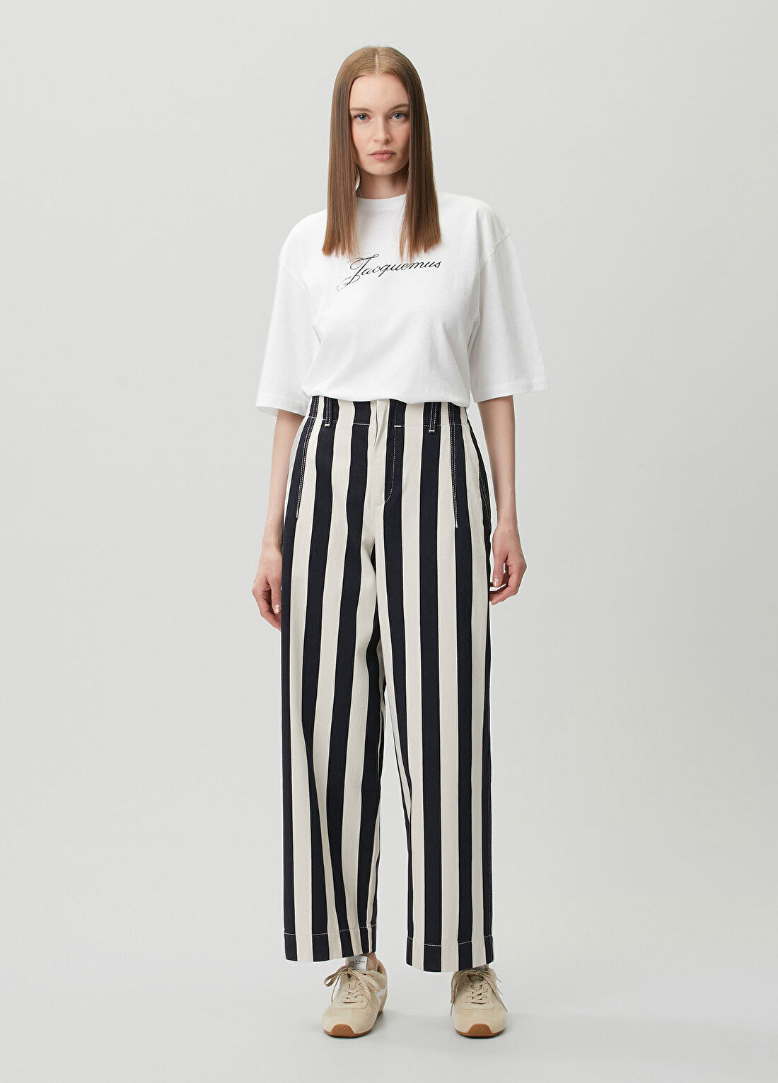 Jacquemus Parasol Lacivert Beyaz Çizgili Jean Pantolon