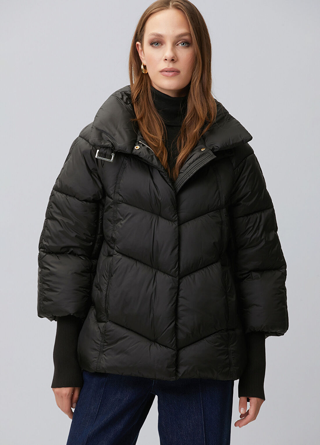 Network Siyah Oversize Puffer Mont
