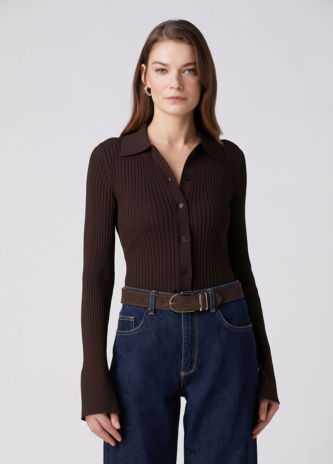Beymen Collection Kahverengi Ribli Polo Hırka