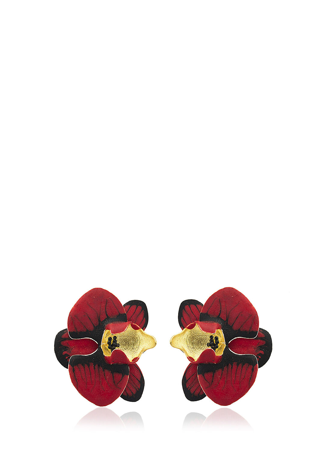 Milou Jewelry Orchid Çiçek 22 Ayar Altın Kaplama Kadın Küpe