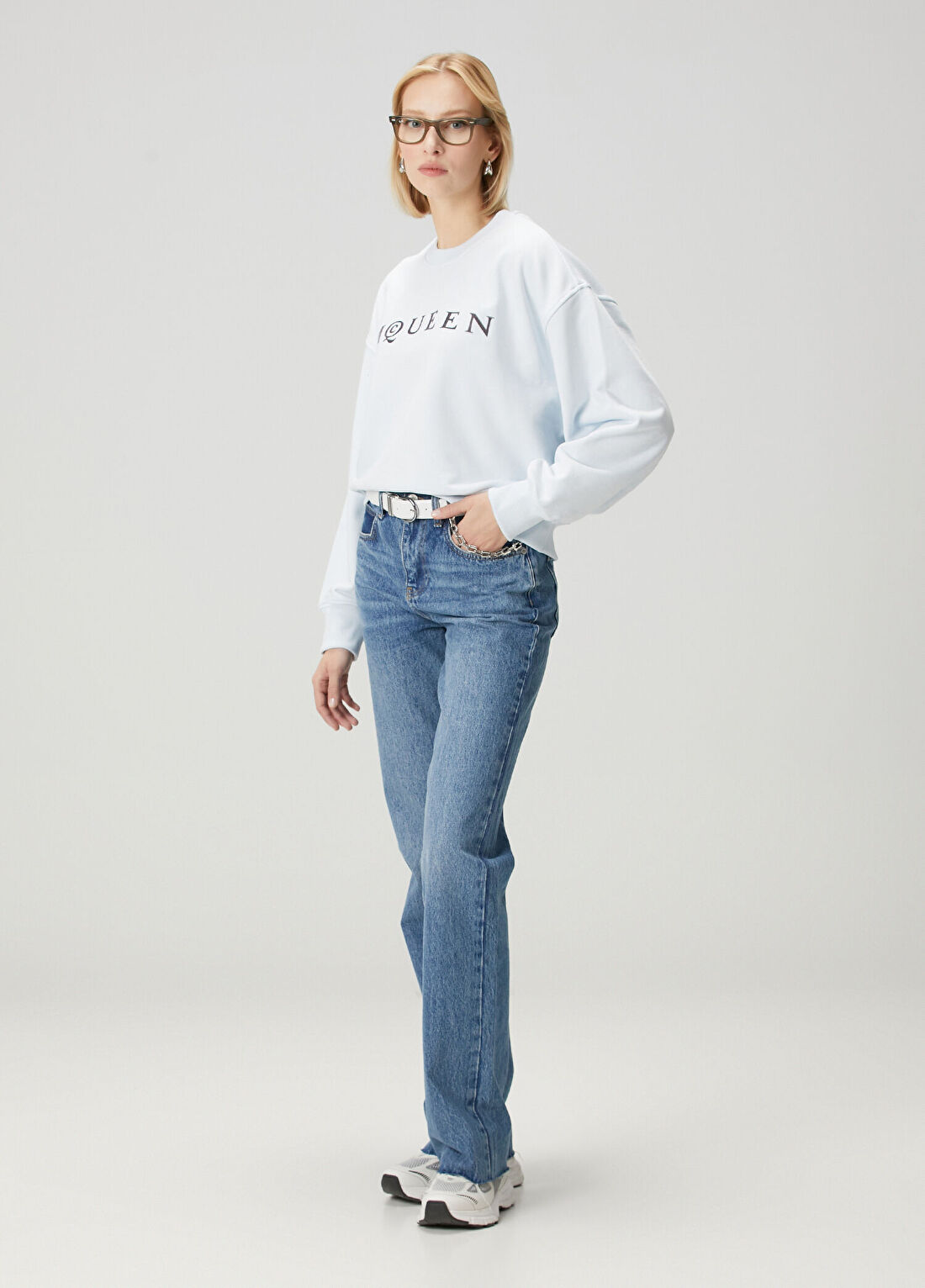 McQueen Açık Mavi Logolu Sweatshirt görsel 2