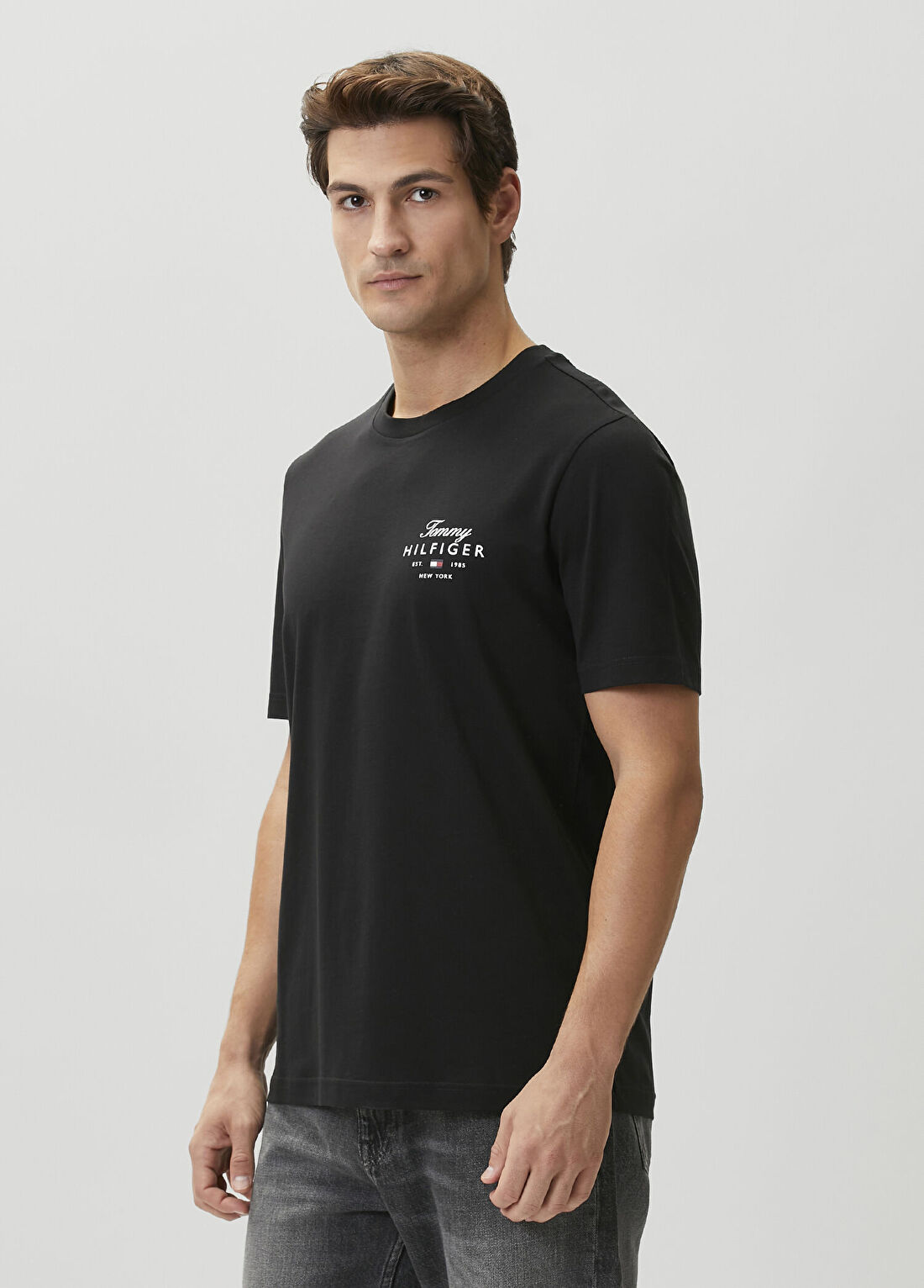 Tommy Hilfiger Script Stack Siyah T-shirt görsel 3