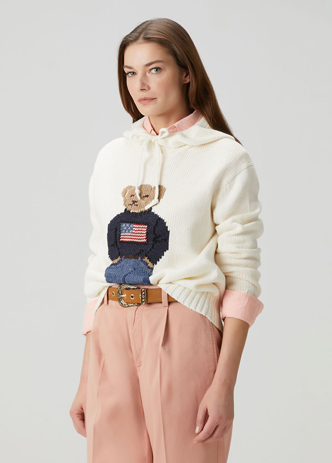 Polo Ralph Lauren Polo Bear Krem Kapüşonlu Triko
