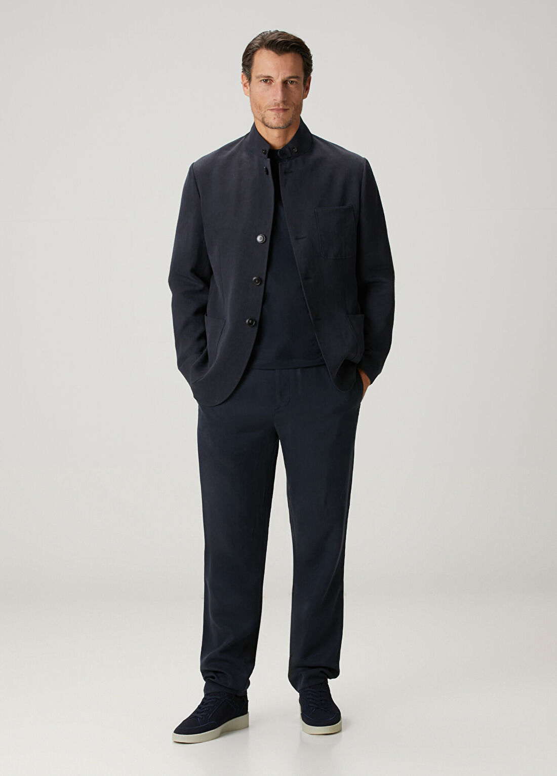 Canali Lacivert Basic T-shirt görsel 2