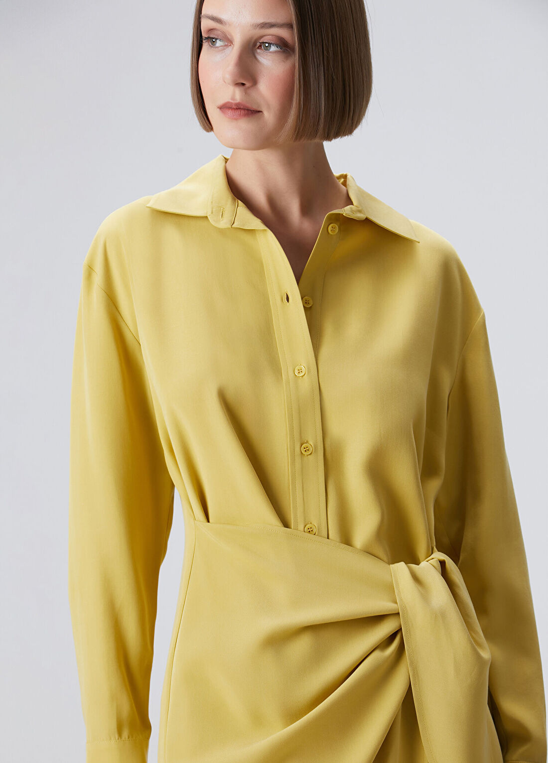 Beymen Collection Yağ Yeşili Midi Anvelop Gömlek Elbise görsel 2