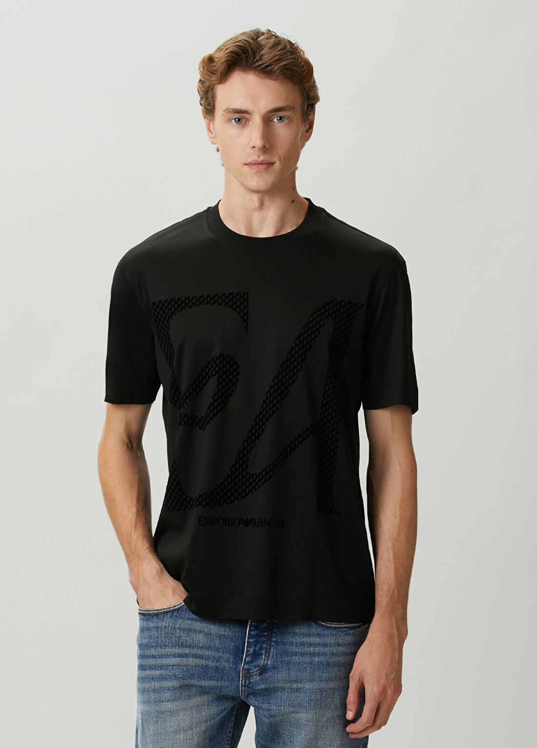 Emporio Armani Regular Fit Siyah Logo Baskılı T-shirt