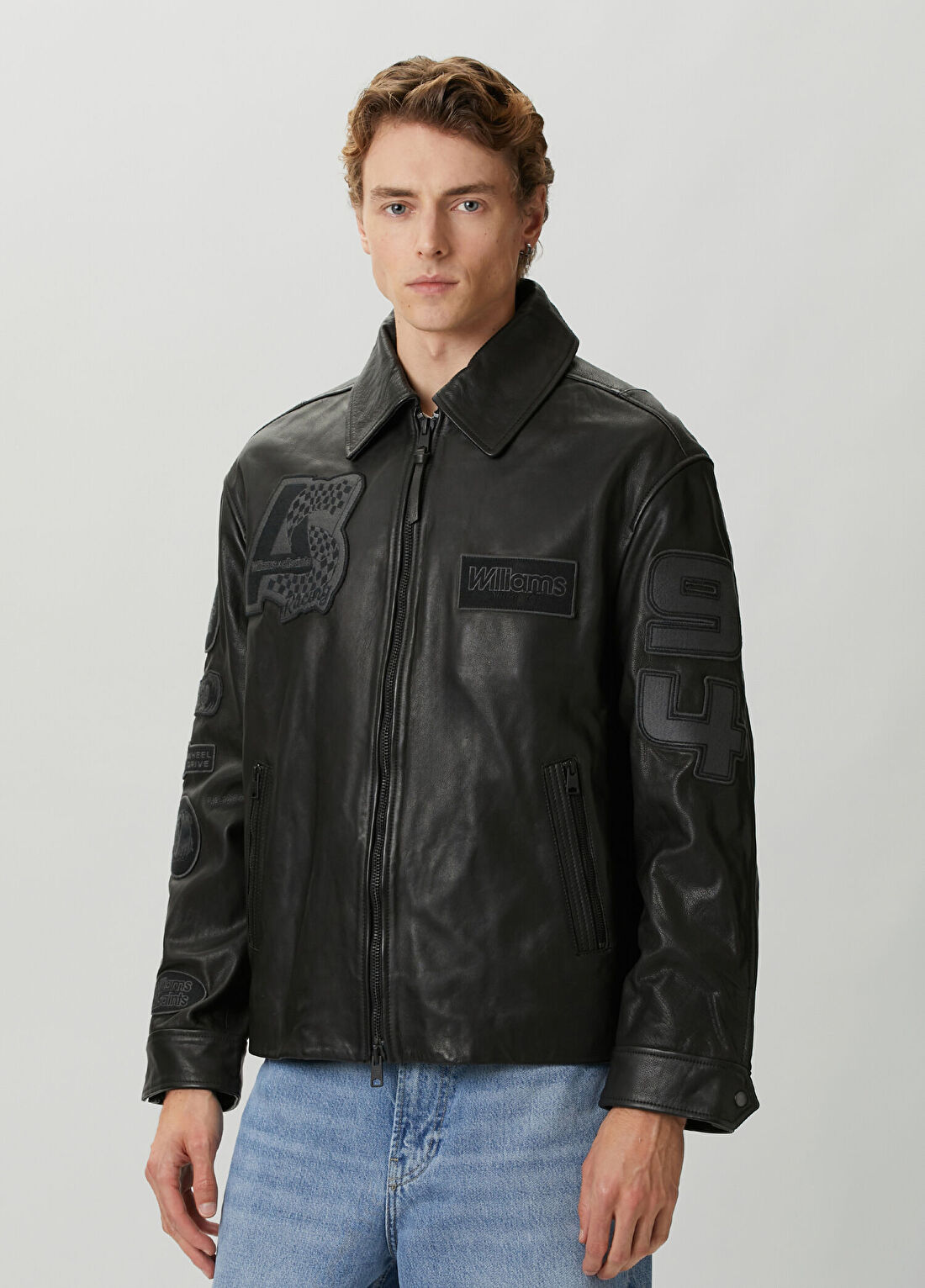 AllSaints X Williams Garrison Siyah Deri Ceket görsel 3