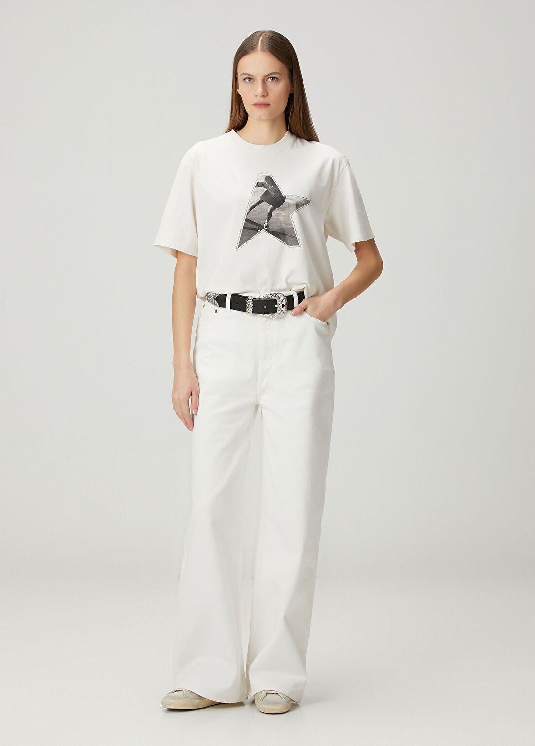 Golden Goose Ekru T-shirt görsel 2