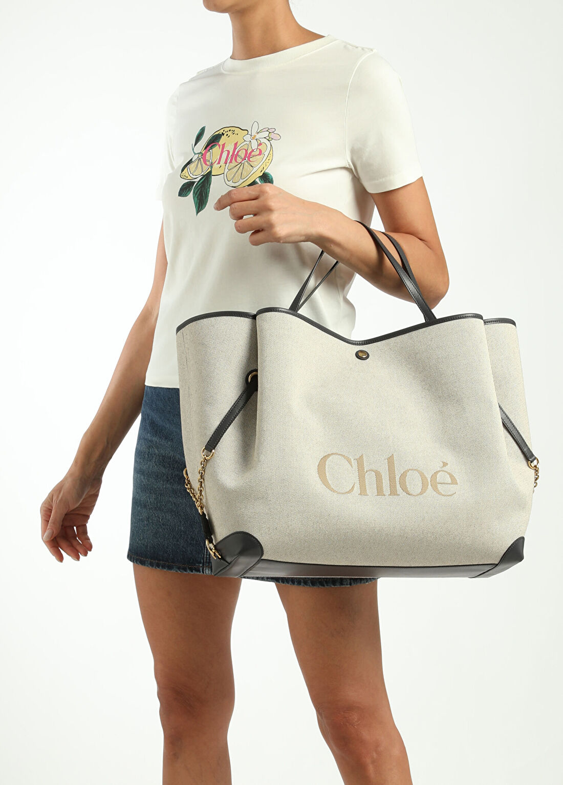 Chloe Clover Lacivert Kadın Deri Plaj Çantası görsel 2